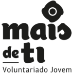 logotipo Mais de ti, Voluntariado Jovem - composto por tipografia e um elemento gráfico que representa um catavento.