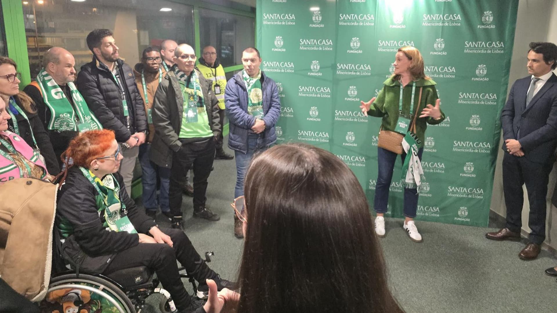 Ângela Guerra na inauguração do camarote inclusivo em Alvalade