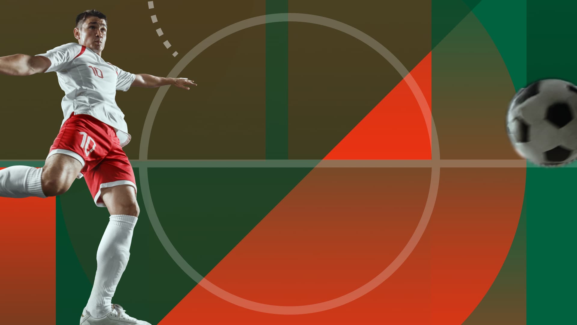 Jogador de futebol remata a bola