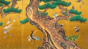 Biombo com pintura japonesa