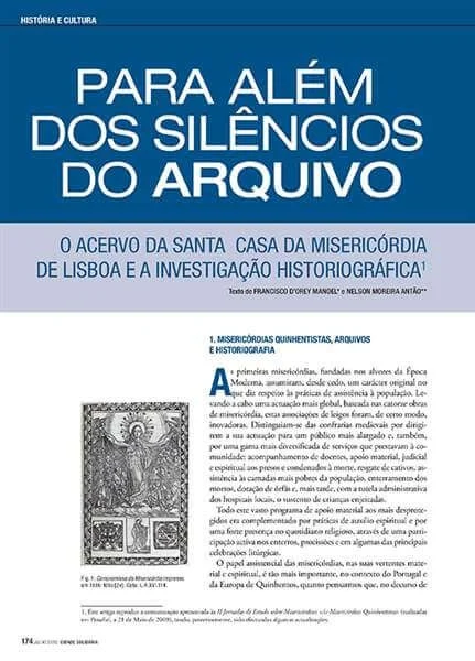 Cover of "Para além dos silêncios do Arquivo: o acervo da Santa Casa da Misericórdia de Lisboa e a investigação historiográfica"