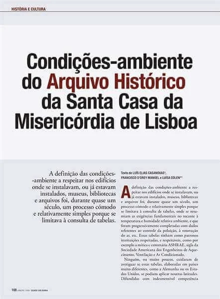Cover of "Condições-ambiente do Arquivo Histórico da Santa Casa da Misericórdia de Lisboa"