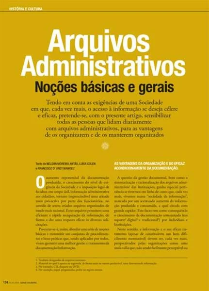 Cover of "Arquivos Administrativos: noções básicas e gerais"
