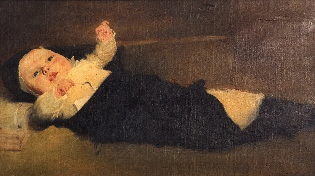 "Retrato de um bebé" a óleo