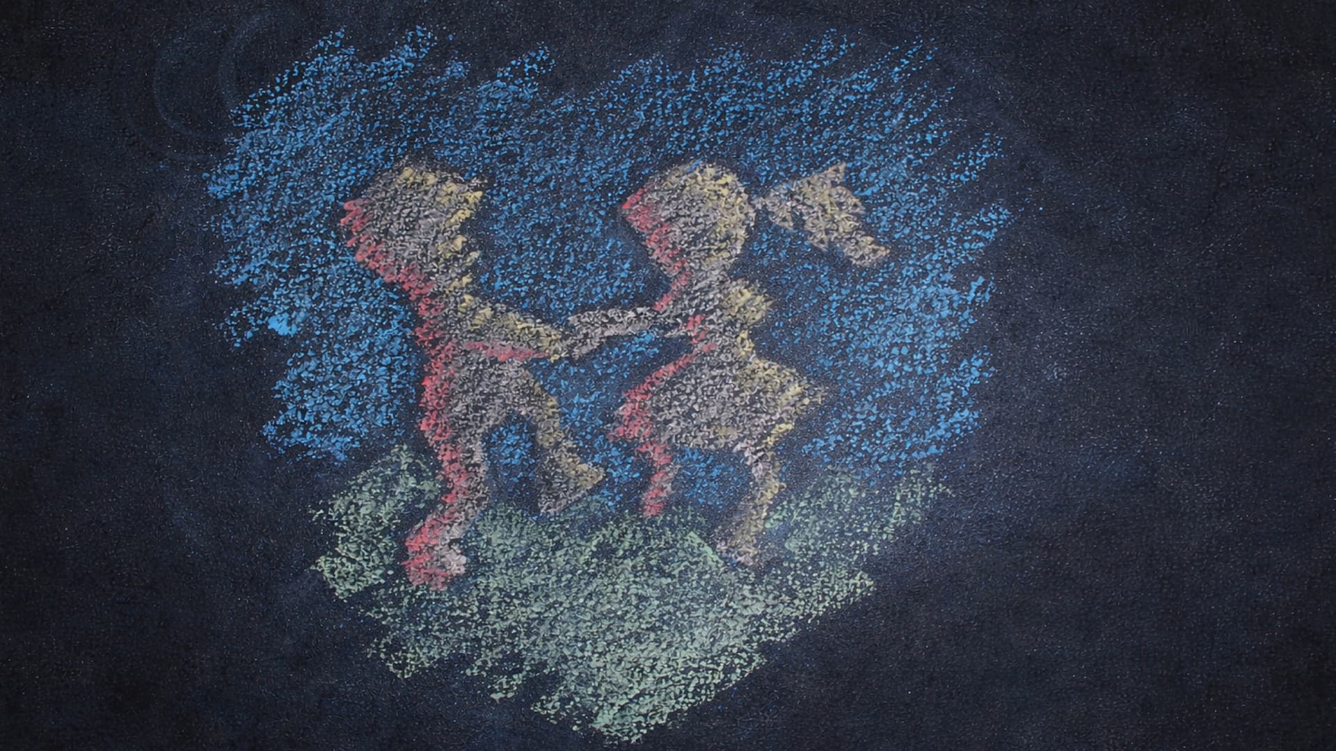 Desenho de crianças de mãos dadas