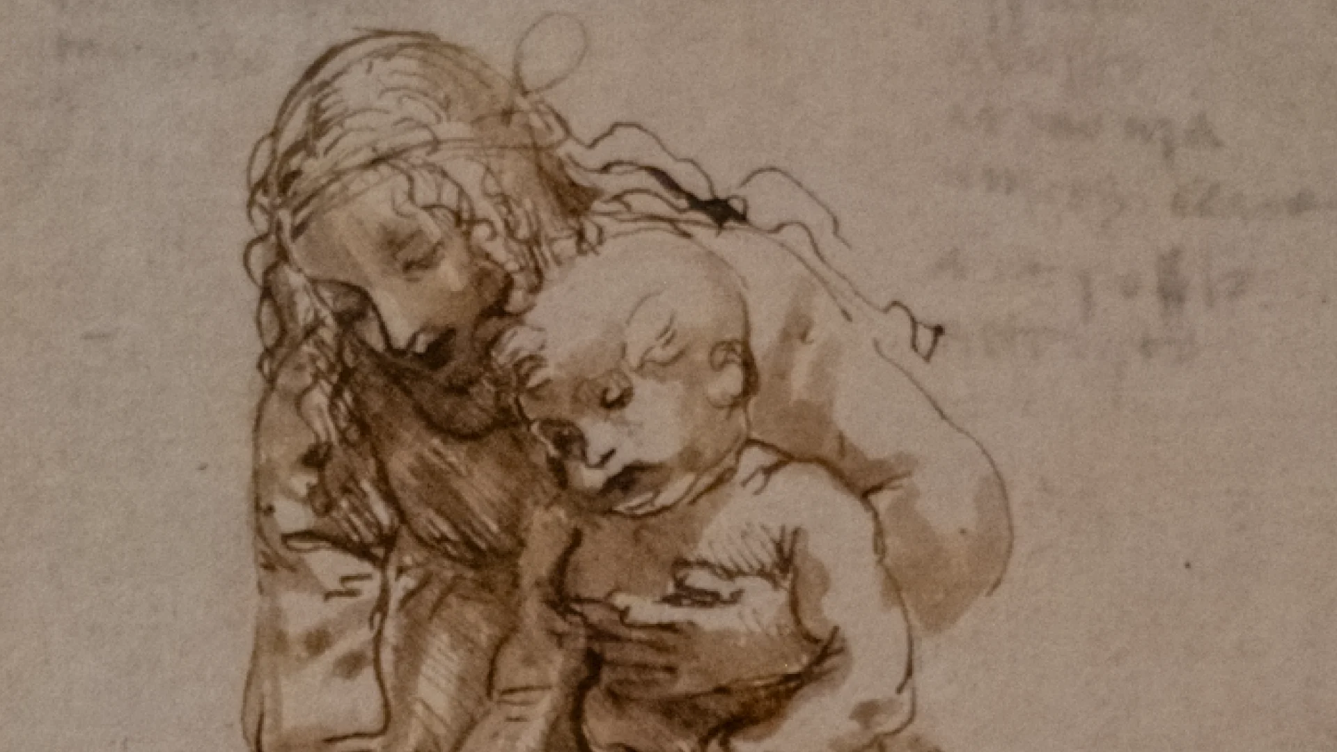leonardo_da_vinci Pintura de senhora com criança ao colo