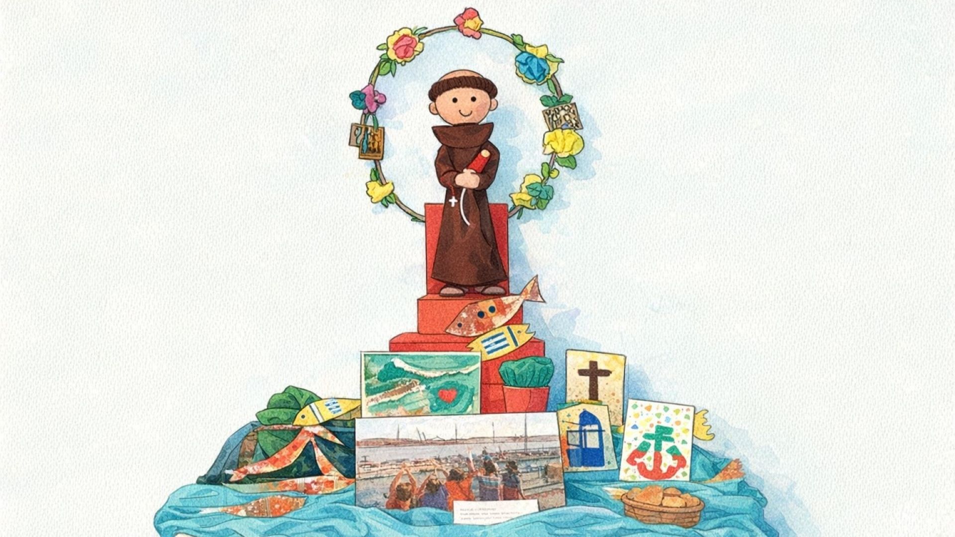 Desenho com figura do Santo António
