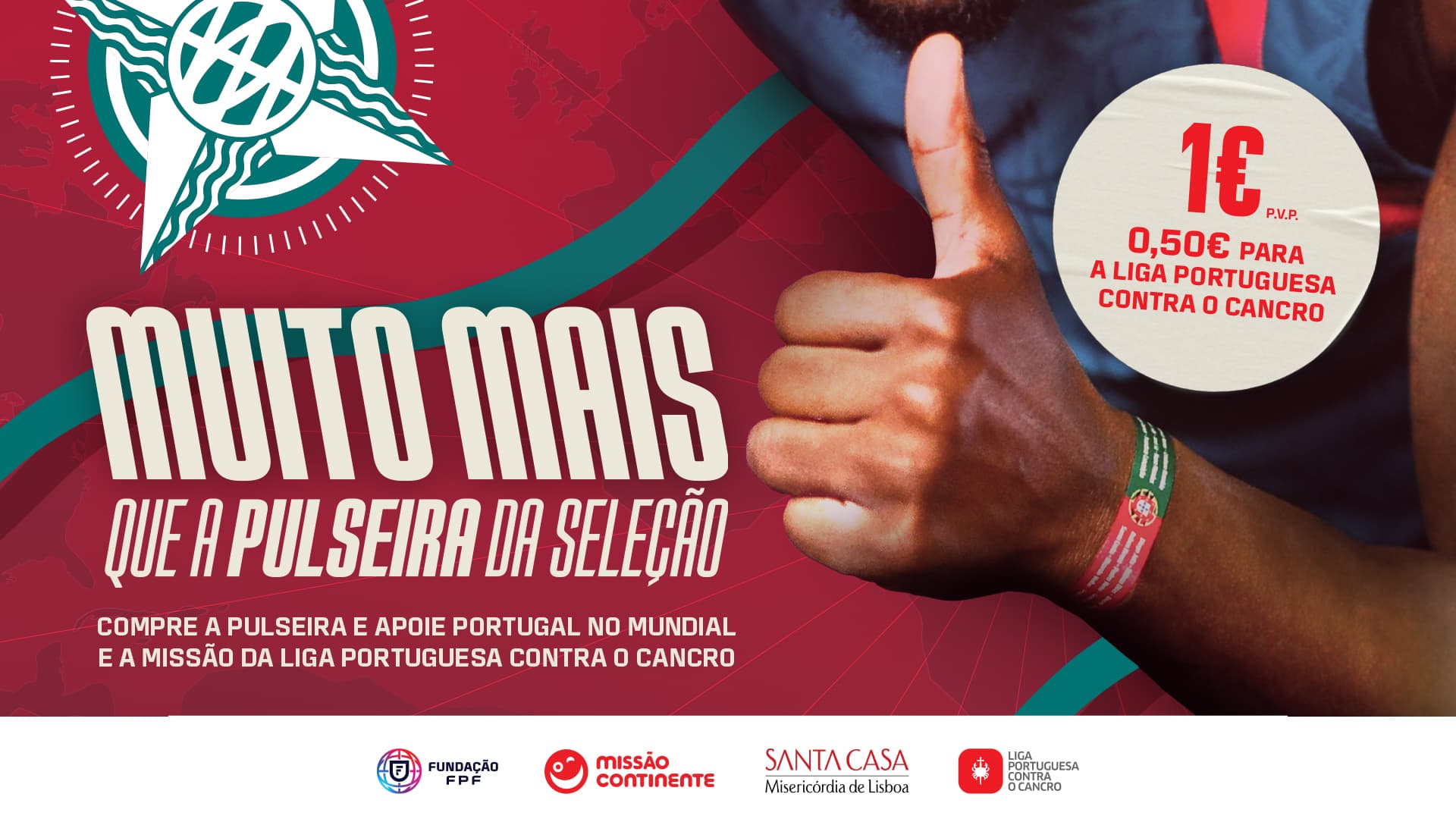 Pulseira de apoio à seleção nacional e à Liga Portuguesa Contra o Cancro