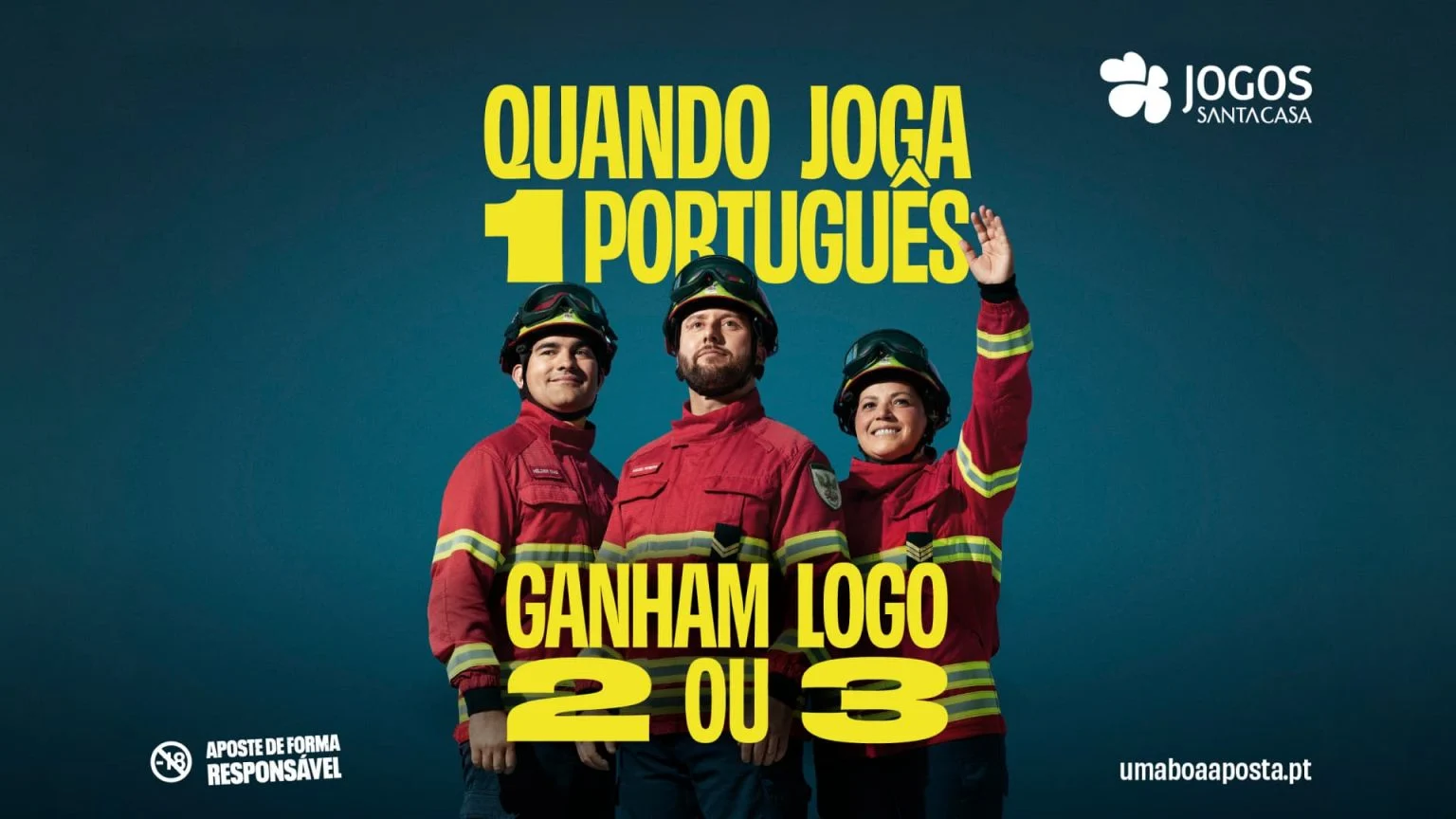 Campanha JSC Imagem da campnha com três bombeiros