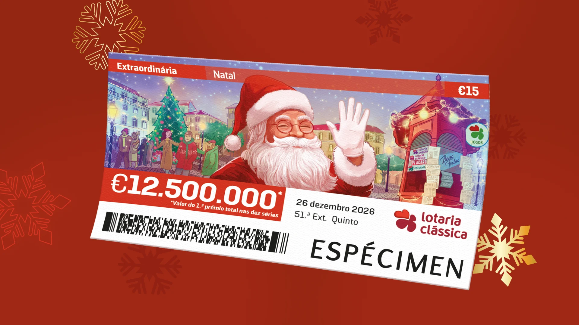 lotaria clássica natal 2026 banner alusivo à lotaria clássica do natal com bilhete de cautela
