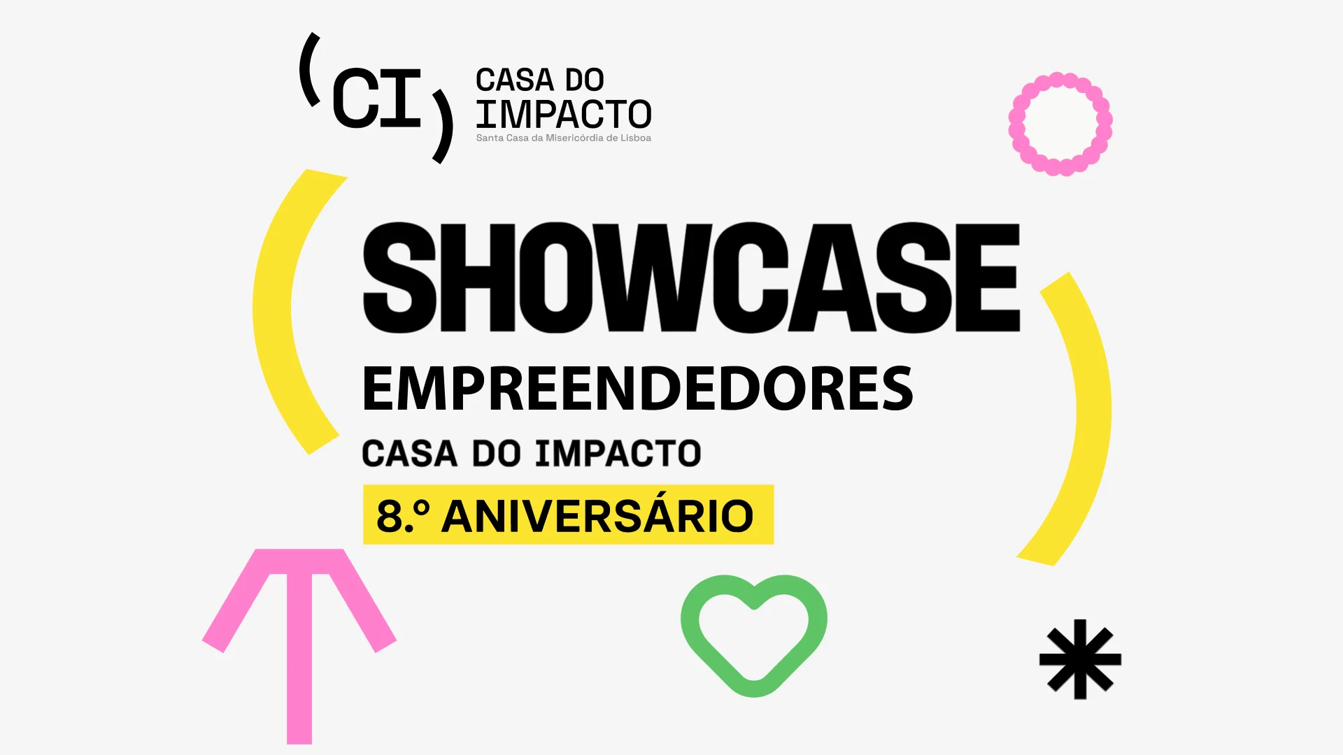Cartaz com anúncio de evento em fundo branco