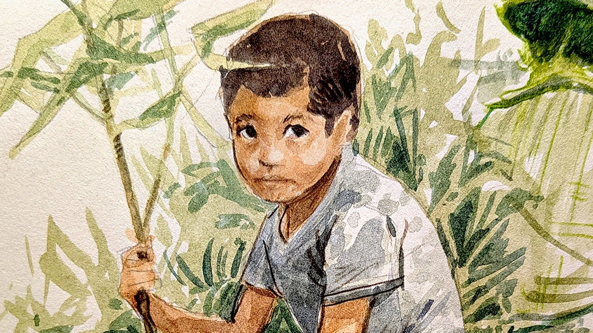 Pintura com imagem de criança